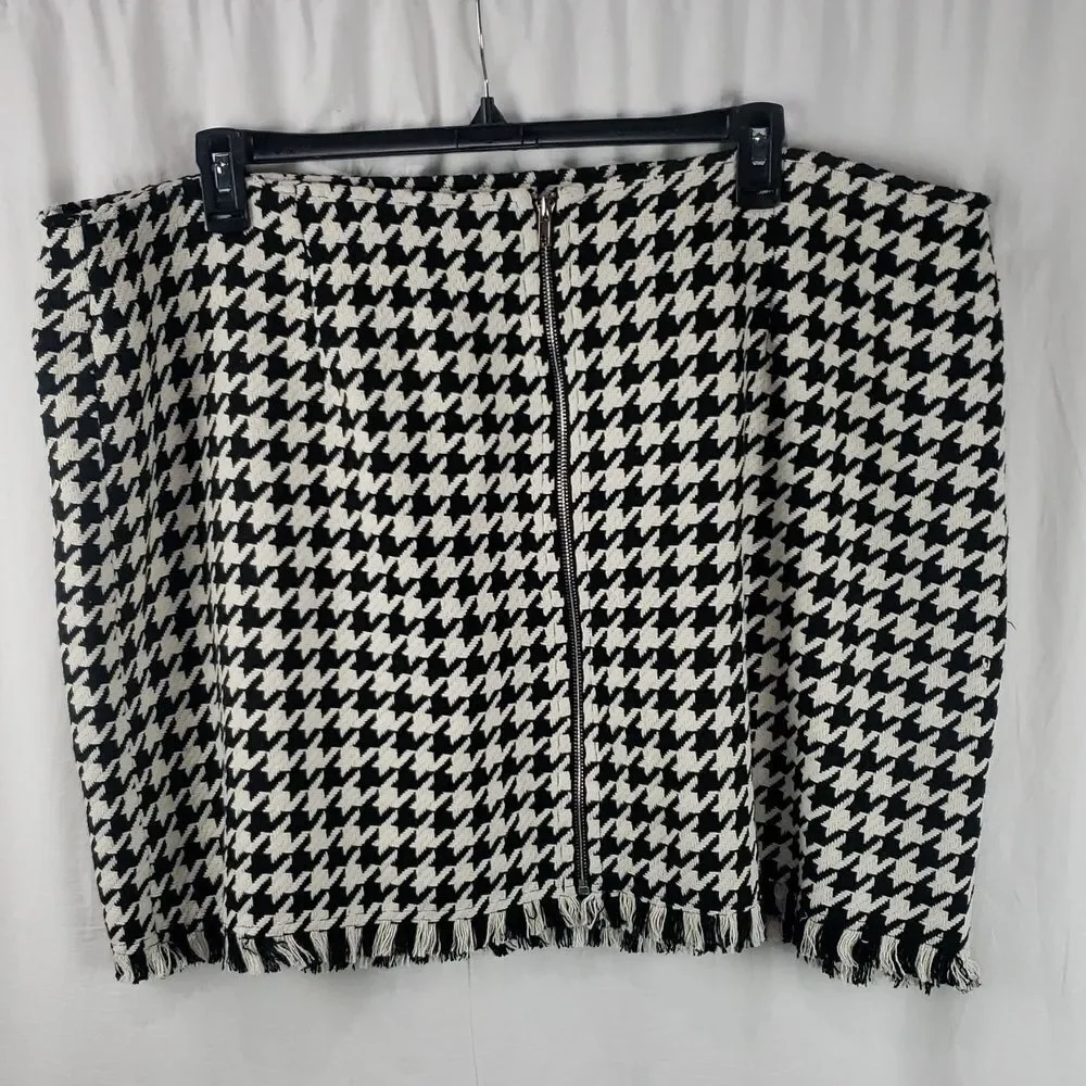 Cider 4XL Black and White Houndstooth Pencil Skirt